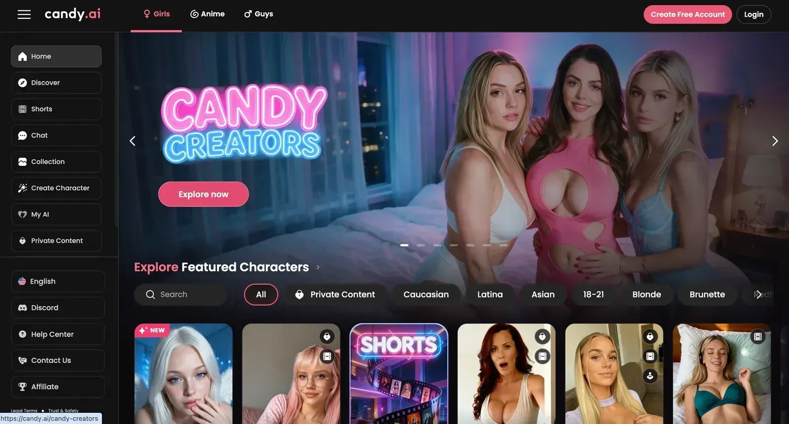 page d'accueil candy